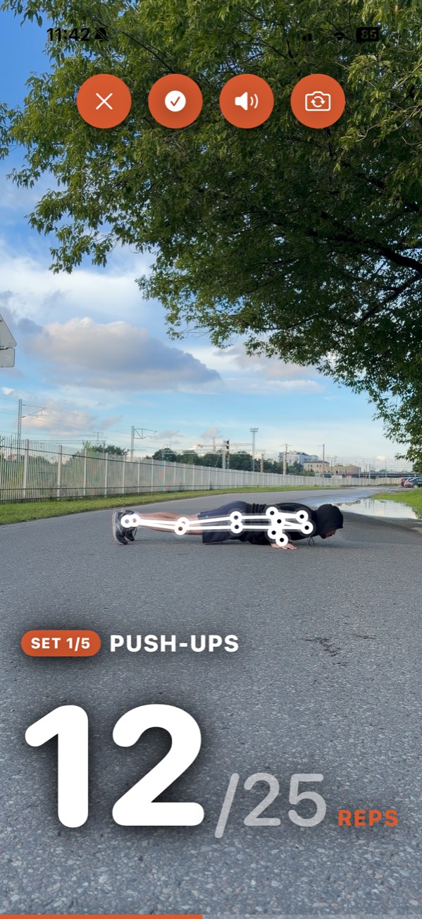 RepStandard counting push-ups with live pose tracking