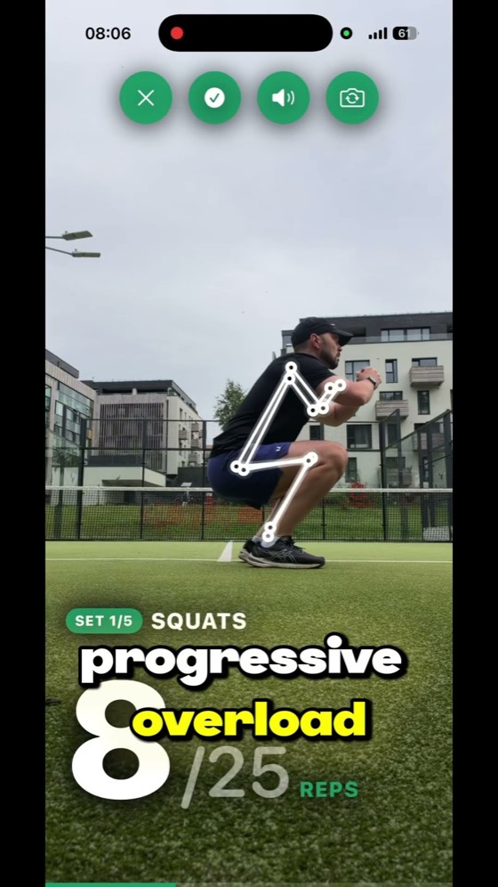 RepStandard counting a set of squats from the phone camera